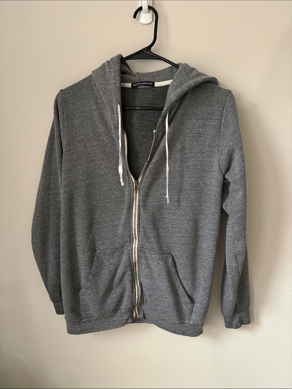 Brandy Melville Heather Gray Zip-Up Hooded Sweatshirt